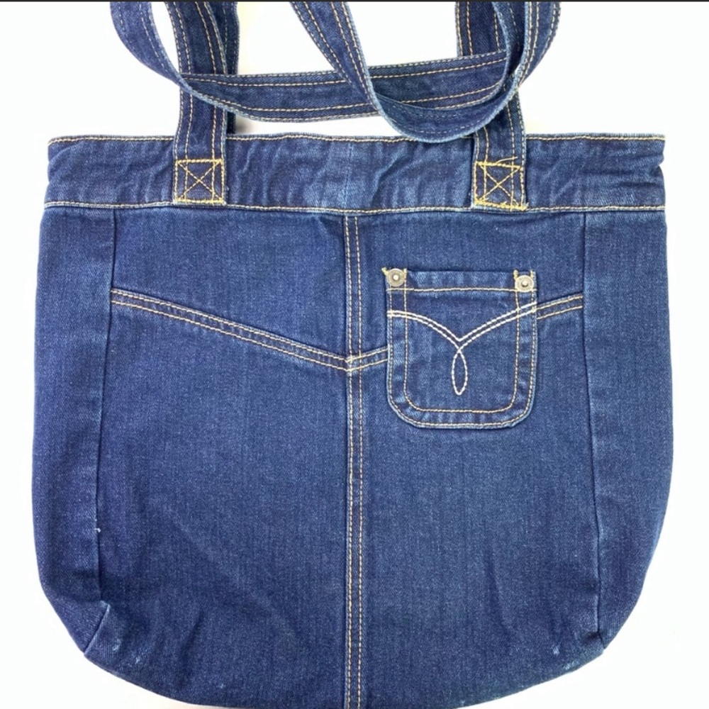 YMI Blue Denim Tote with Pocket Accents